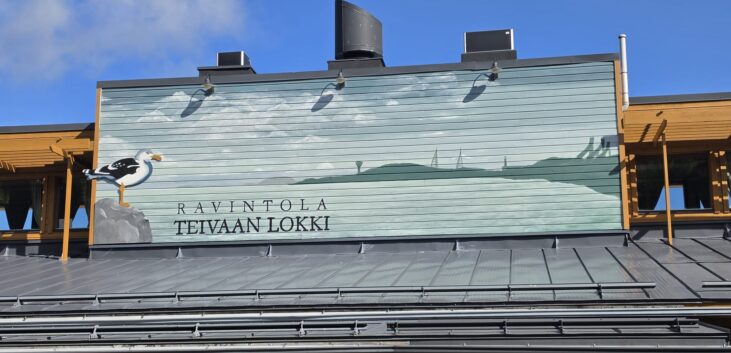 Yritysmuraali Teivaan Lokki ravintola lokki muraali julkisivu Lahti